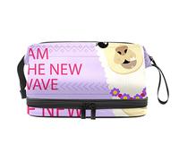 Bolsa de cosméticos de viaje multifuncional con asa, bonita llama alpaca I AM the NEW WAVE, bolsa de cosméticos de viaje de gran capacidad, Varios colores, 27x15x14 cm/10.6x5.9x5.5 in