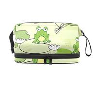 Bolsa de cosméticos de viaje multifuncional con asa, bonito canto de rana, bolsa de cosméticos de viaje de gran capacidad, Varios colores, 27x15x14 cm/10.6x5.9x5.5 in