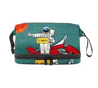 Bolsa de cosméticos de viaje multifuncional con asa, diseño de caricaturas, cosmonauta espacial Marte, bolsa de cosméticos de viaje de gran capacidad, Varios colores, 27x15x14 cm/10.6x5.9x5.5 in