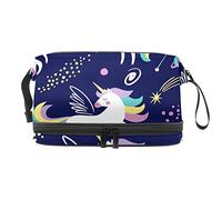 Bolsa de cosméticos de viaje multifuncional con asa, diseño de unicornios mitos de dibujos animados y planeta espacial, bolsa de cosméticos de viaje de gran capacidad, Varios colores, 27x15x14 cm/10.6x5.9x5.5 in