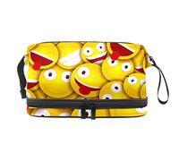 Bolsa de cosméticos de viaje multifuncional con asa, diseño plano de expresión de color, bolsa de cosméticos de viaje de gran capacidad, Varios colores, 27x15x14 cm/10.6x5.9x5.5 in