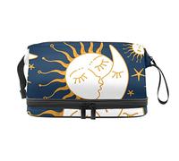 Bolsa de cosméticos de viaje multifuncional con asa, divertido beso de luna y sol, bolsa de cosméticos de viaje de gran capacidad, Varios colores, 27x15x14 cm/10.6x5.9x5.5 in