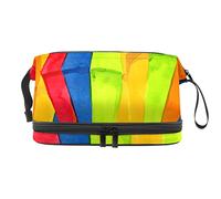 Bolsa de cosméticos de viaje multifuncional con asa, elementos de acuarela Festa, bolsa de cosméticos de viaje de gran capacidad, Varios colores, 27x15x14 cm/10.6x5.9x5.5 in
