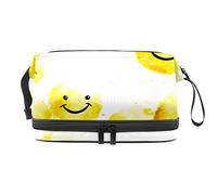 Bolsa de cosméticos de viaje multifuncional con asa, expresión feliz, bolsa de cosméticos de viaje de gran capacidad, Varios colores, 27x15x14 cm/10.6x5.9x5.5 in