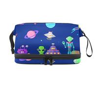 Bolsa de cosméticos de viaje multifuncional con asa, Galaxy Planets Alien Rocket, bolsa de cosméticos de viaje de gran capacidad, Varios colores, 27x15x14 cm/10.6x5.9x5.5 in