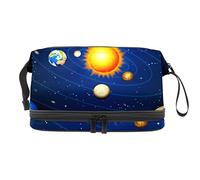 Bolsa de cosméticos de viaje multifuncional con asa, Galaxy Space Planets Saturn, bolsa de cosméticos de viaje de gran capacidad, Varios colores, 27x15x14 cm/10.6x5.9x5.5 in
