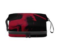 Bolsa de cosméticos de viaje multifuncional con asa, guerrero samurái japonés rojo, bolsa de cosméticos de viaje de gran capacidad, Varios colores, 27x15x14 cm/10.6x5.9x5.5 in