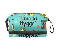 Bolsa de cosméticos de viaje multifuncional con asa, Hygge Time To Happy, bolsa de cosméticos de viaje de gran capacidad, Varios colores, 27x15x14 cm/10.6x5.9x5.5 in