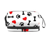 Bolsa de cosméticos de viaje multifuncional con asa, I LOVE Bone Paw Print Red Heart, bolsa de cosméticos de viaje de gran capacidad, Varios colores, 27x15x14 cm/10.6x5.9x5.5 in