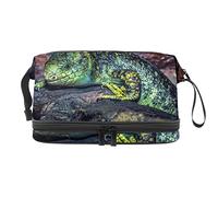 Bolsa de cosméticos de viaje multifuncional con asa, lagarto mentira en piedra, bolsa de cosméticos de viaje de gran capacidad, Varios colores, 27x15x14 cm/10.6x5.9x5.5 in