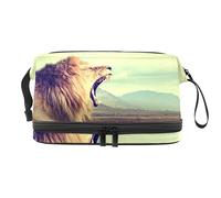 Bolsa de cosméticos de viaje multifuncional con asa, león salvaje africano vintage, bolsa de cosméticos de viaje de gran capacidad, Varios colores, 27x15x14 cm/10.6x5.9x5.5 in