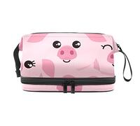Bolsa de cosméticos de viaje multifuncional con asa, lindo cerdo rosa expresión, bolsa de cosméticos de viaje de gran capacidad, Varios colores, 27x15x14 cm/10.6x5.9x5.5 in