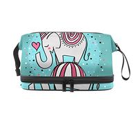 Bolsa de cosméticos de viaje multifuncional con asa, lindo elefante de circo, bolsa de cosméticos de viaje de gran capacidad, Varios colores, 27x15x14 cm/10.6x5.9x5.5 in