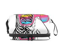 Bolsa de cosméticos de viaje multifuncional con asa, lindo unicornio cebra, bolsa de cosméticos de viaje de gran capacidad, Varios colores, 27x15x14 cm/10.6x5.9x5.5 in
