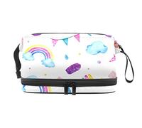 Bolsa de cosméticos de viaje multifuncional con asa, lindo unicornio mágico nubes de helado, bolsa de cosméticos de viaje de gran capacidad, Varios colores, 27x15x14 cm/10.6x5.9x5.5 in