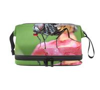 Bolsa de cosméticos de viaje multifuncional con asa, mosca en imagen de flores, bolsa de cosméticos de viaje de gran capacidad, Varios colores, 27x15x14 cm/10.6x5.9x5.5 in