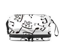 Bolsa de cosméticos de viaje multifuncional con asa, notas musicales blancas y negras, bolsa de cosméticos de viaje de gran capacidad, Varios colores, 27x15x14 cm/10.6x5.9x5.5 in