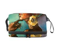 Bolsa de cosméticos de viaje multifuncional con asa, pintura al óleo de princesa africana, bolsa de cosméticos de viaje de gran capacidad, Varios colores, 27x15x14 cm/10.6x5.9x5.5 in