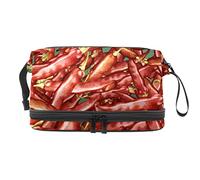 Bolsa de cosméticos de viaje multifuncional con asa, rojo chile, bolsa de cosméticos de viaje de gran capacidad, Varios colores, 27x15x14 cm/10.6x5.9x5.5 in