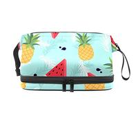 Bolsa de cosméticos de viaje multifuncional con asa, sandía ananas comosus azul, bolsa de cosméticos de viaje de gran capacidad, Varios colores, 27x15x14 cm/10.6x5.9x5.5 in