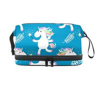 Bolsa de cosméticos de viaje multifuncional con asa, unicornio mágico lindo, bolsa de cosméticos de viaje de gran capacidad, Varios colores, 27x15x14 cm/10.6x5.9x5.5 in