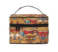 Bolsa de cosméticos de viaje para mujer con un montón de patatas fritas (9 x 6.5 x 6.2 pulgadas), bolsa de cosméticos portátil de gran capacidad, bolsa de cosméticos grande para niñas, Negro -, Talla