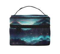 Bolsa de cosméticos de viaje para mujer de Science Fiction Stars (9 x 6.5 x 6.2 pulgadas), bolsa de cosméticos portátil de gran capacidad, bolsa de cosméticos grande para niñas, Negro -, Talla única