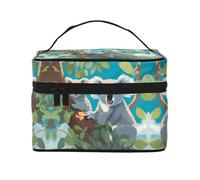 Bolsa de cosméticos de viaje para mujer de Two Happy Koalas (9 x 6.5 x 6.2 pulgadas), bolsa de cosméticos portátil de gran capacidad, bolsa de cosméticos grande para niñas, Negro -, Talla única