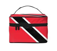 Bolsa de cosméticos de viaje para mujer, diseño de bandera de Trinidad y Tobago (9 x 6.5 x 6.2 pulgadas), bolsa de cosméticos portátil de gran capacidad, bolsa de cosméticos grande para niñas, Negro