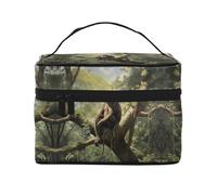 Bolsa de cosméticos de viaje para mujer, diseño de mono sentado en un árbol, (9 x 6.5 x 6.2 pulgadas), bolsa de cosméticos portátil de gran capacidad, bolsa de cosméticos grande para niñas, Negro