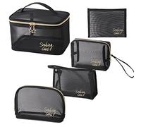 Bolsa de Cosméticos de Viaje Portátil con Malla Transparente - Set de 5 Piezas con Cremallera de Peso Ligero para Mujeres y Hombres