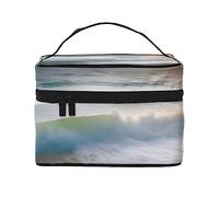 Bolsa de cosméticos de viaje Sunset Over The Waves, bolsa de aseo de viaje, bolsa de cosméticos para hombres y mujeres, adecuada para artículos de tocador cosméticos, Black, Talla única