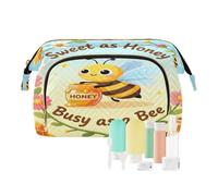 Bolsa de cosméticos de viaje Sweet with Honey Busy As A Bee con cremallera, bolsa de cosméticos para organizador de maquillaje