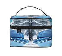 Bolsa de cosméticos de viaje Winter The Dolphin, bolsa de aseo de viaje, bolsa de cosméticos para hombres y mujeres, y adecuada para artículos de tocador cosméticos, Black, Talla única