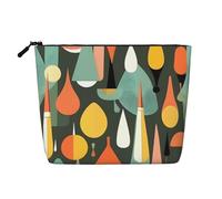 Bolsa de cosméticos estilo retro moderno de mediados de siglo con forma de gota, bolsa de cosméticos de cáñamo falso, organizador grande para artículos de aseo de viaje, resistente al agua