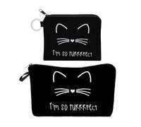 Bolsa De Cosméticos FDGGT con Patrón De Gato, Mini Bolsa De Almacenamiento, Portatarjetas Portátil, Bolsa De Almacenamiento Bonita, Resistente Al Agua, 2 Uds.