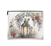 Bolsa de cosméticos floral vintage, diseño de linterna Sweet Freedom, bolsa de viaje para mujer, organizador portátil de lona con cremallera, bolsa de aseo para el cuidado de la piel de primavera
