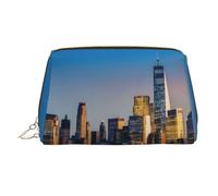 Bolsa de cosméticos grande con diseño de cielo urbano, portátil, adecuada para viajes y viajes de negocios