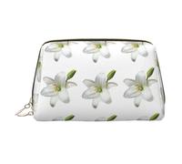 Bolsa de cosméticos grande con estampado de lirio hermoso, bolsa de almacenamiento portátil adecuada para viajes y viajes de negocios