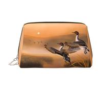 Bolsa de cosméticos grande con estampado de pato al óleo, bolsa de almacenamiento portátil adecuada para viajes y viajes de negocios