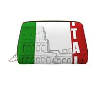 Bolsa de cosméticos grande con la bandera italiana del Coliseo romano, bolsa de almacenamiento portátil adecuada para viajes y viajes de negocios