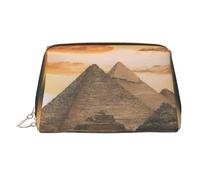 Bolsa de cosméticos grande vintage con impresión de pirámide egipcia, portátil, adecuada para viajes y viajes de negocios
