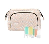 Bolsa de cosméticos impermeable con diseño de mariposas estilo garabato, color oro rosa, para mujer, monedero, monedero, para maquillaje y cosméticos, Mariposas estilo garabatos, oro rosa, 1 size