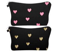 Bolsa De Cosméticos Impresa En Forma De Corazón De 2 Piezas, Bolsa De Cosméticos De Viaje Portátil, Mini Bolsa De Almacenamiento De Cosméticos, Bolsa De Almacenamiento De Artículos De Tocador