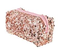 Bolsa de Cosméticos Lentejuelas Portátil, Grande y Ligera para Viaje | Oxford y Velour, Diseño Cuadrado de Moda, Rosa, 1 Pieza para Дамas y Amigas