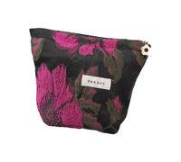 Bolsa de cosméticos multiusos Patrón de flores Bolsa de aseo de lona Estuche de maquillaje de gran capacidad Solución de almacenamiento eficiente Maquillaje de flores Bolsas de viaje ergonómicas de de