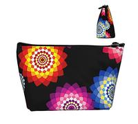 Bolsa de cosméticos Oxford Impermeable con diseño de caleidoscopio de Girasol psicodélico, Bolsa de Maquillaje de Gran Capacidad con Cremallera, Regalo Ideal para niñas y Mujeres, Soporte para cosmé