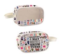 Bolsa de cosméticos para amantes de la música y teatro, con texto en inglés "Warning I May Randomoly Break Out in Show", Bolsa de descanso, Bolsas de cosméticos