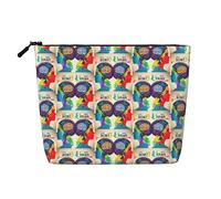 Bolsa de cosméticos para el cerebro izquierdo y derecho, bolsa de cosméticos de cáñamo falso, organizador grande para artículos de aseo de viaje, resistente al agua