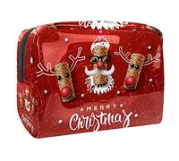 Bolsa de cosméticos para mujer, adorable y espaciosa, impermeable, bolsa de maquillaje, viajes, Navidad, muñeco de nieve, Papá Noel, copo de nieve, sombrero, caramelo, sauce, azul, organizador de